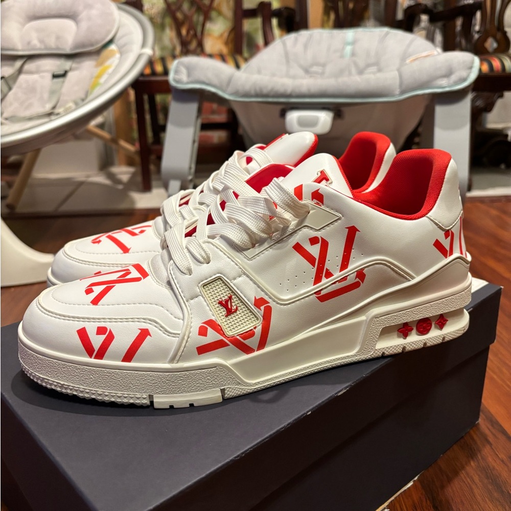 Louis Vuitton Red and White Sneakers - Picture 5 of 7
